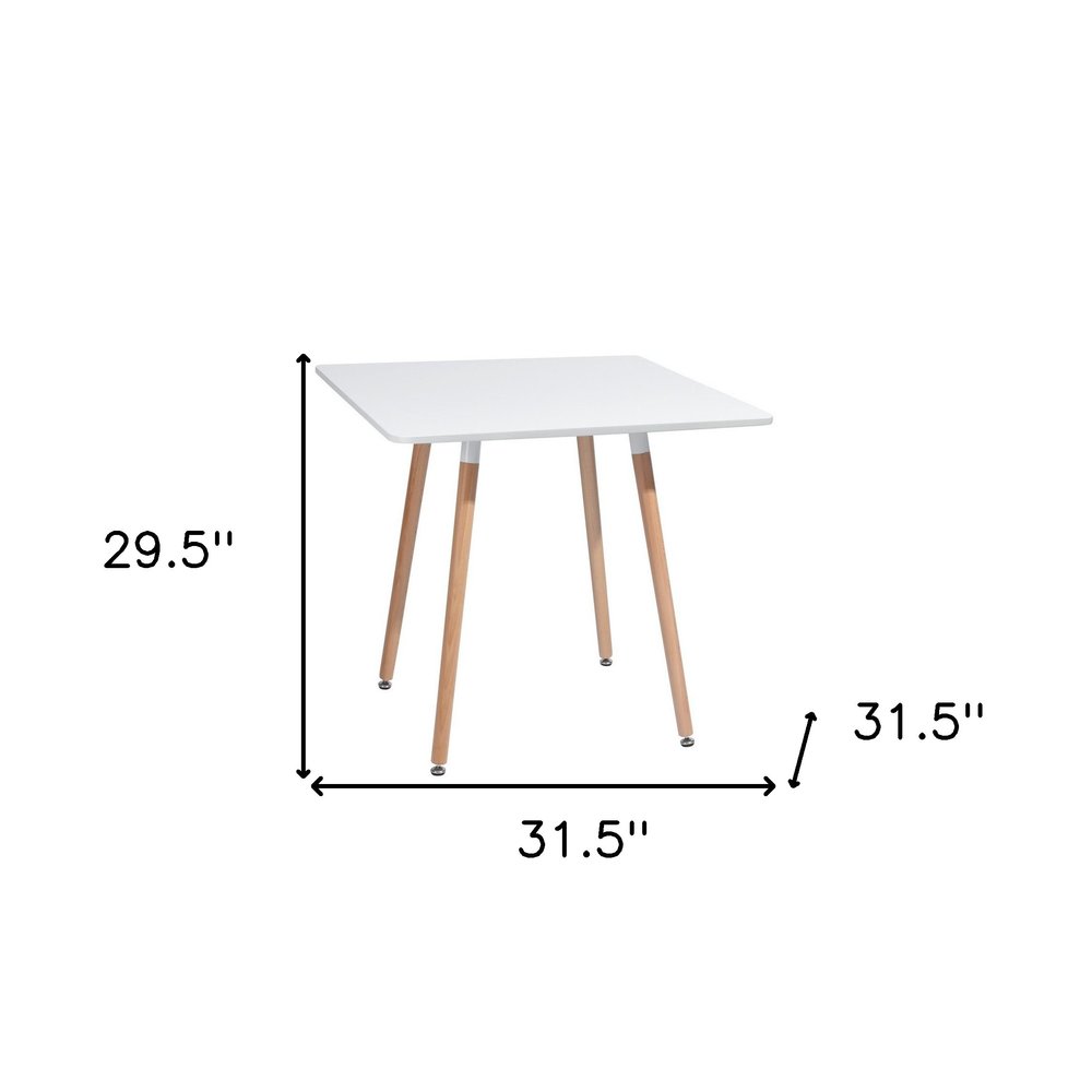 White and Natural Wood and Solid Wood Square Dining Table - 32-inch