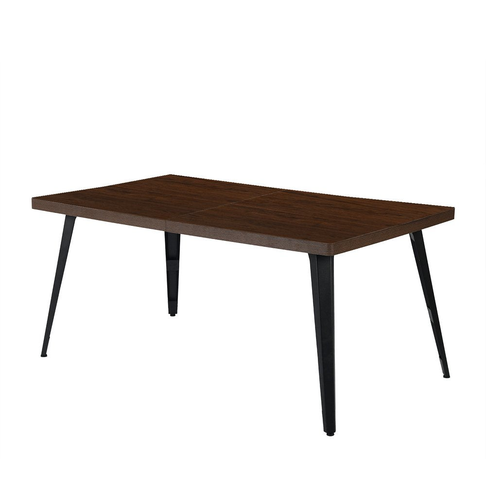 Dark Brown and Black Wood and Steel Dining Table - 63-inch