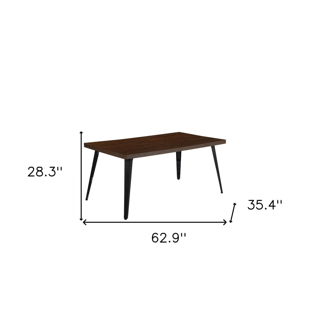 Dark Brown and Black Wood and Steel Dining Table - 63-inch