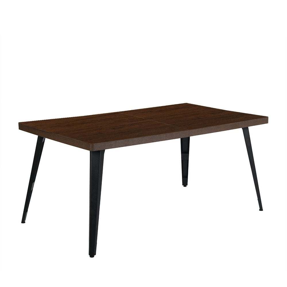 Dark Brown and Black Wood and Steel Dining Table - 63-inch