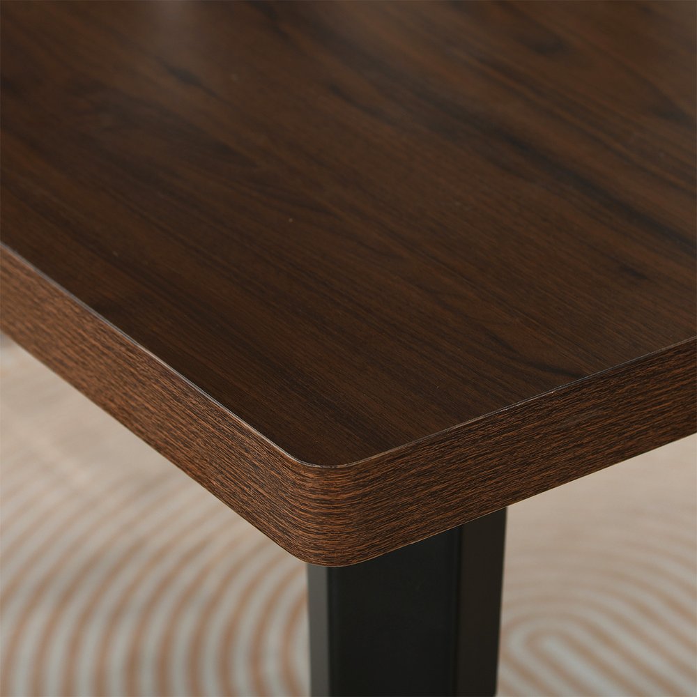 Dark Brown and Black Wood and Steel Dining Table - 63-inch