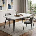 White and Black Faux Marble and Metal Dining Table - 63-inch