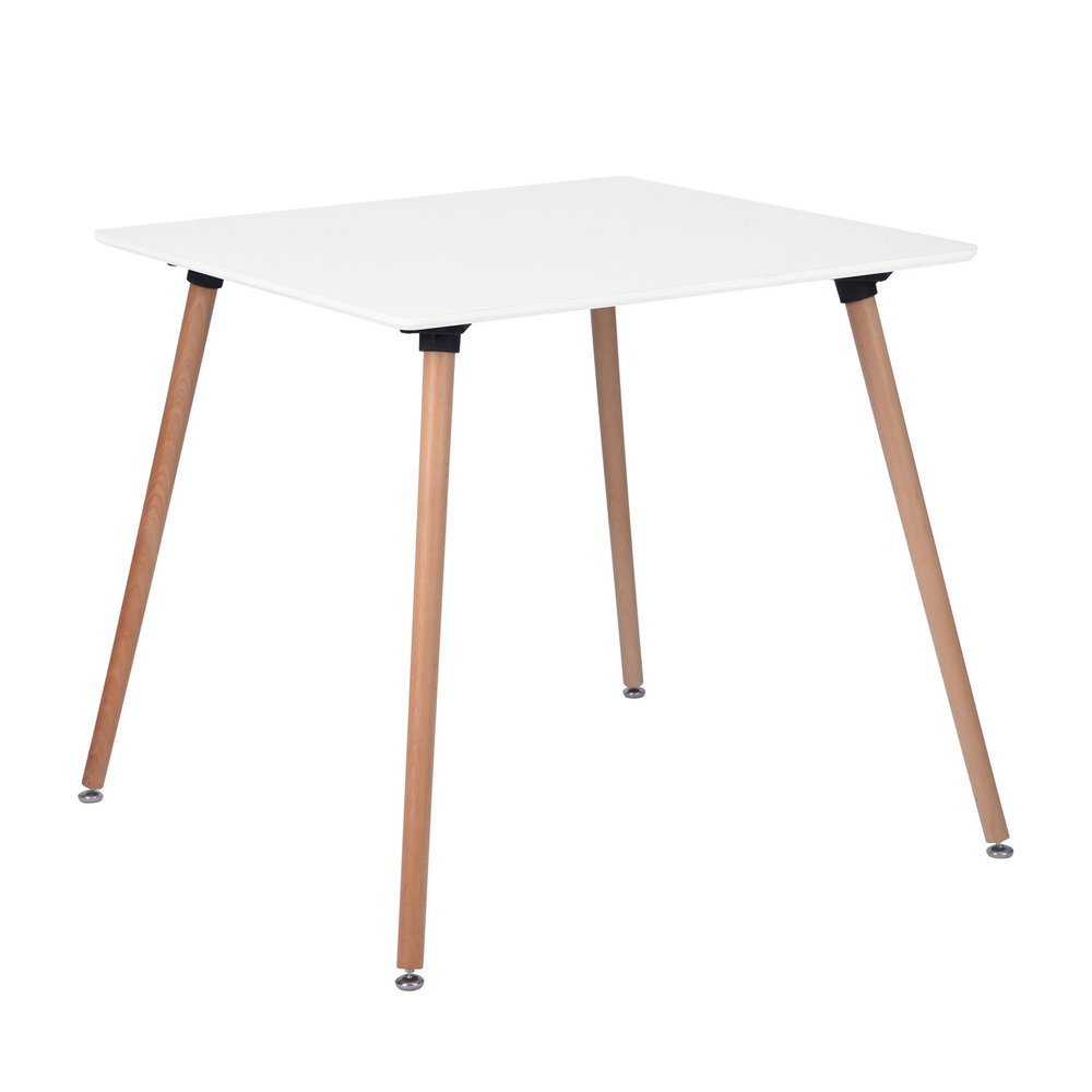 White and Natural Wood Square Dining Table - 32-inch