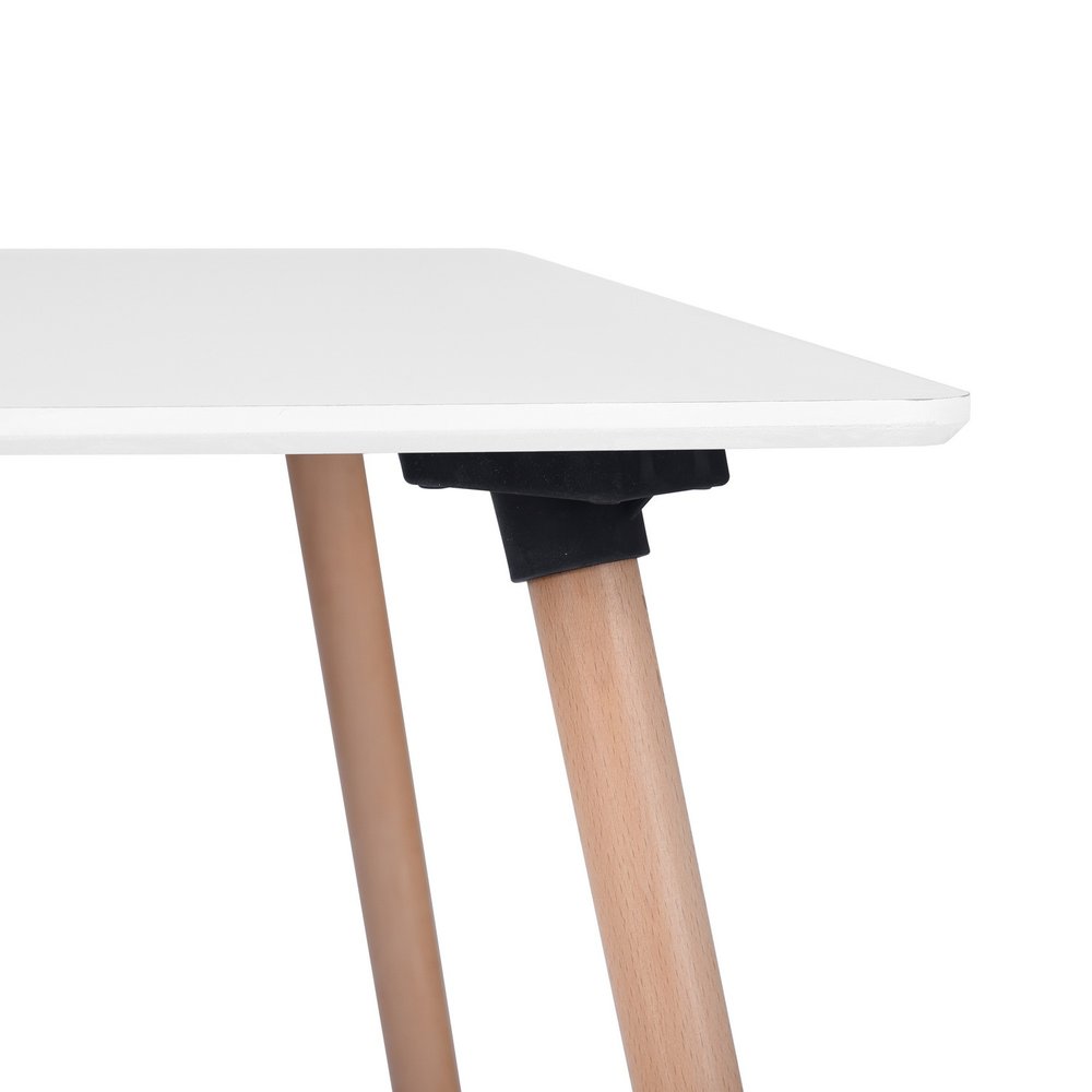 White and Natural Wood Square Dining Table - 32-inch