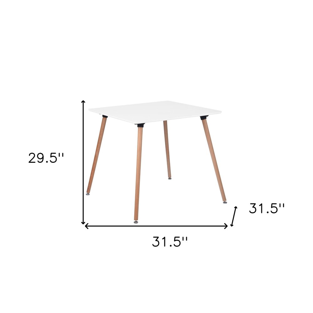 White and Natural Wood Square Dining Table - 32-inch