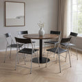 Set of Six Black and Silver Folding Side Chairs