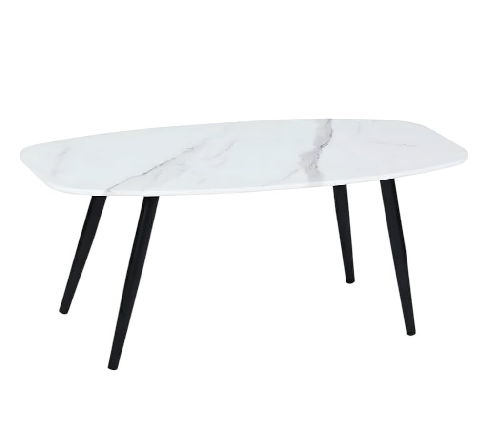 White and Black Faux Marble and Steel Coffee Table - 43-inch