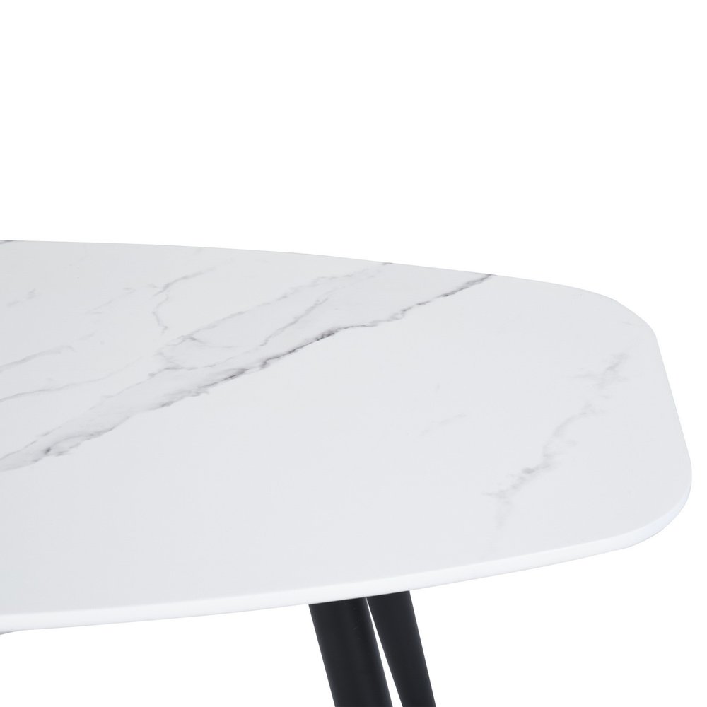 White and Black Faux Marble and Steel Coffee Table - 43-inch