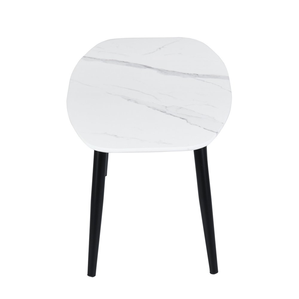 White and Black Faux Marble and Steel Coffee Table - 43-inch