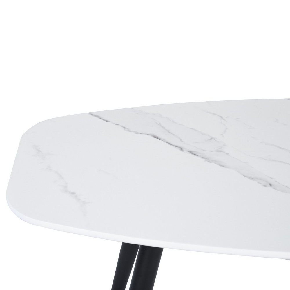 White and Black Faux Marble and Steel Coffee Table - 43-inch