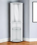 White Wood Corner Bar Cabinet with Three Shelves - 75-inch