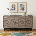 Charcoal and Brown Distressed Wood Sideboard with Four Doors - 60-inch