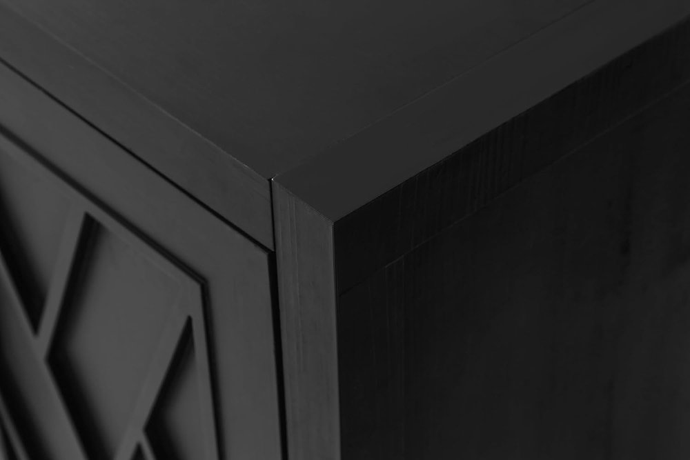 Black Distressed Sideboard with Four Doors - 60-inch