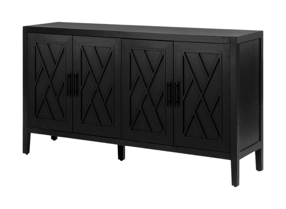 Black Distressed Sideboard with Four Doors - 60-inch