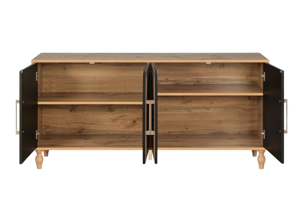Natural Distressed Carved Geometric Sideboard with Four Doors - 68-inch