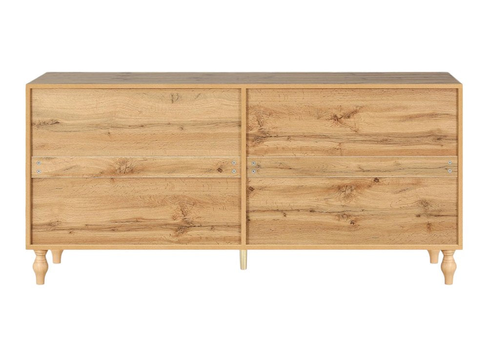 Natural Distressed Carved Geometric Sideboard with Four Doors - 68-inch