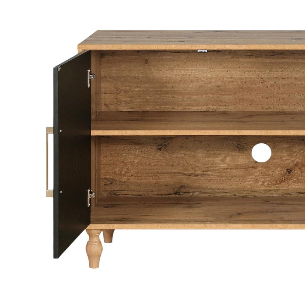 Natural Distressed Carved Geometric Sideboard with Four Doors - 68-inch