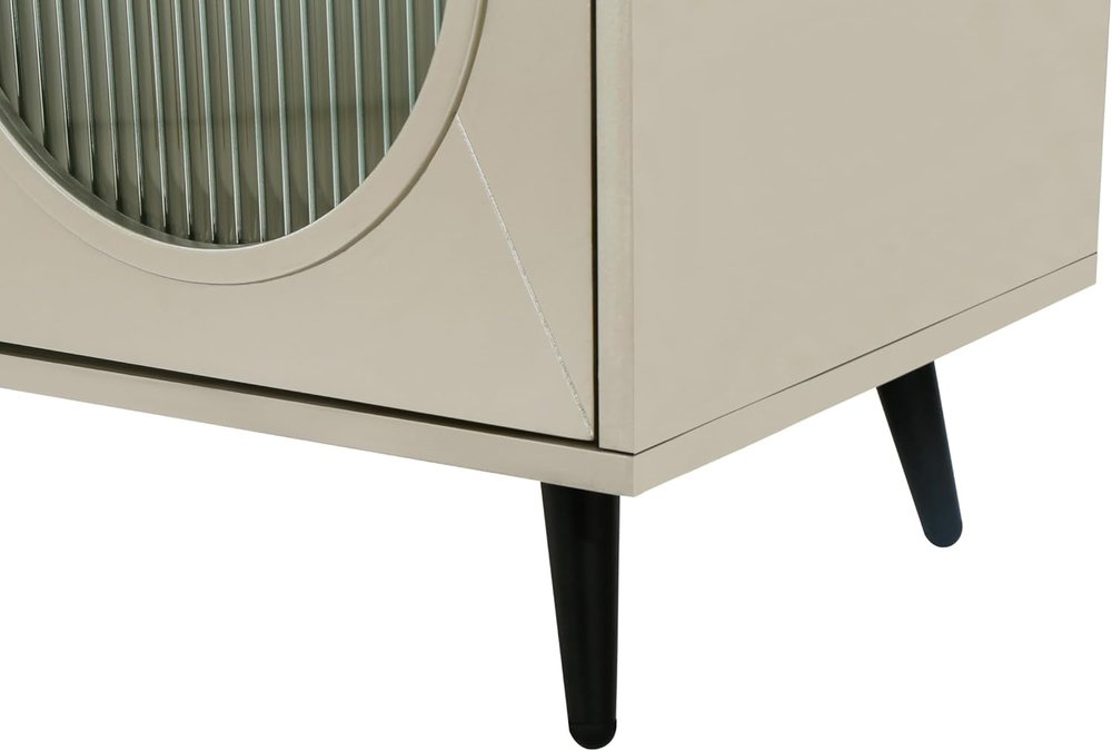 Gold Wood and Glass Sideboard with Four Doors - 60-inch