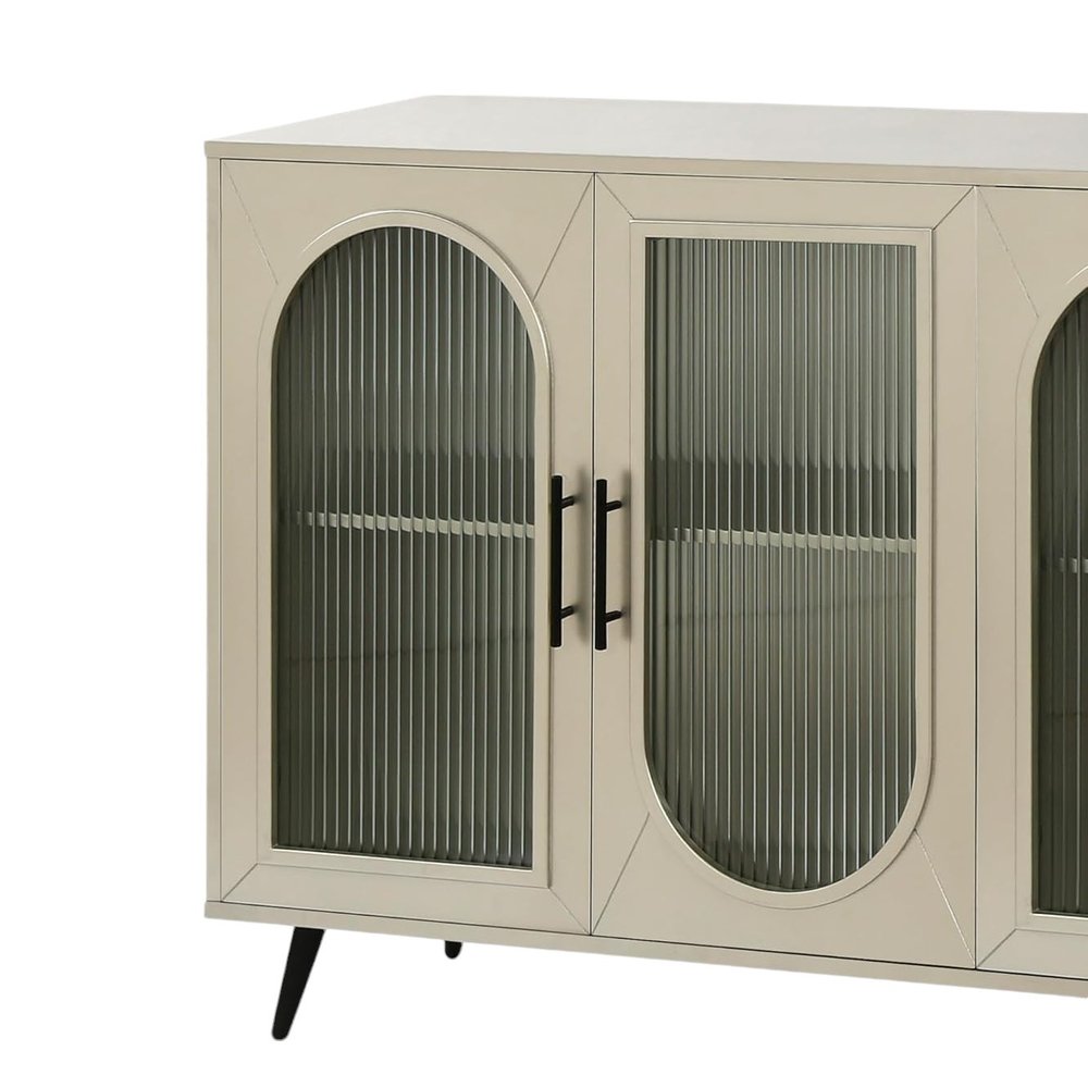 Gold Wood and Glass Sideboard with Four Doors - 60-inch