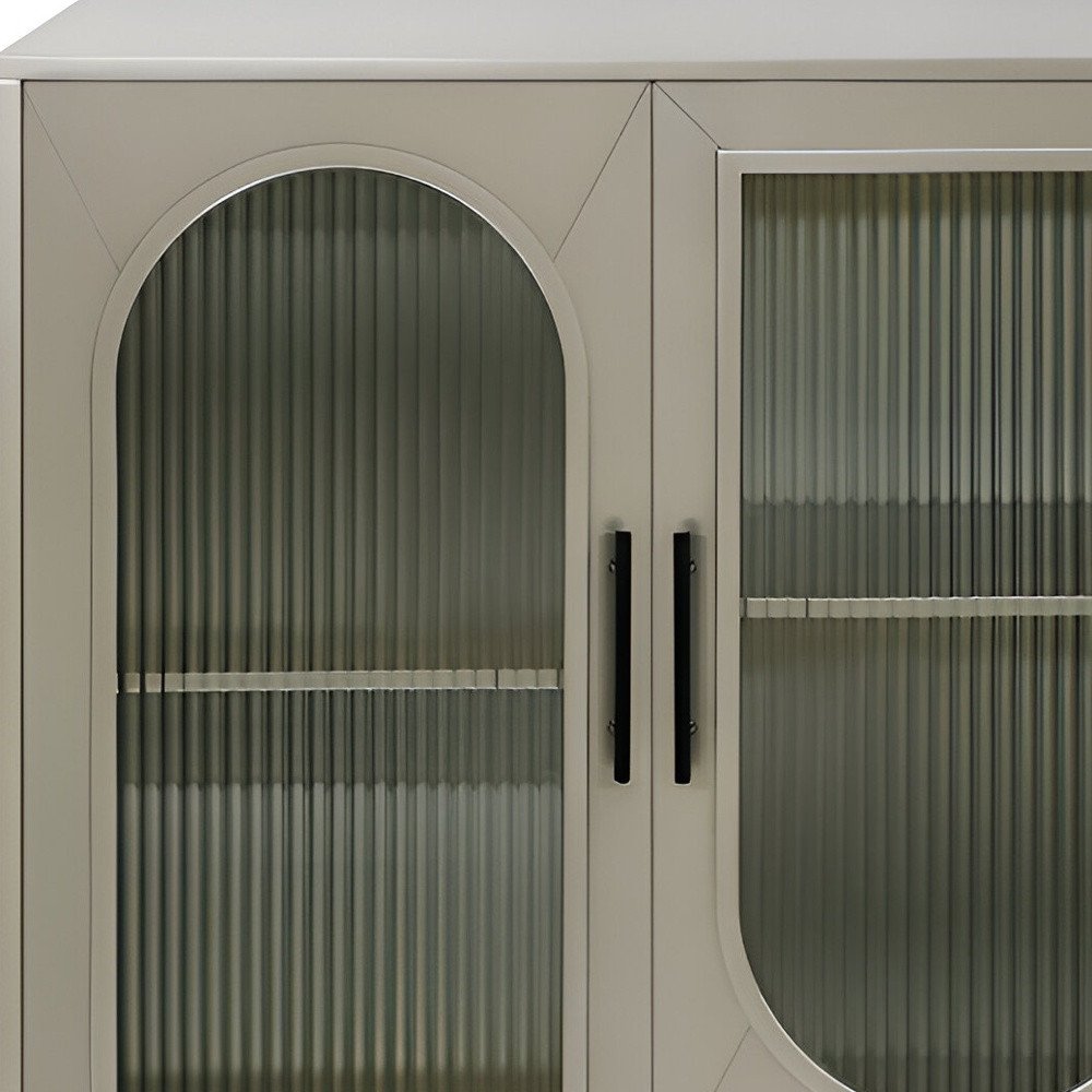 Gold Wood and Glass Sideboard with Four Doors - 60-inch