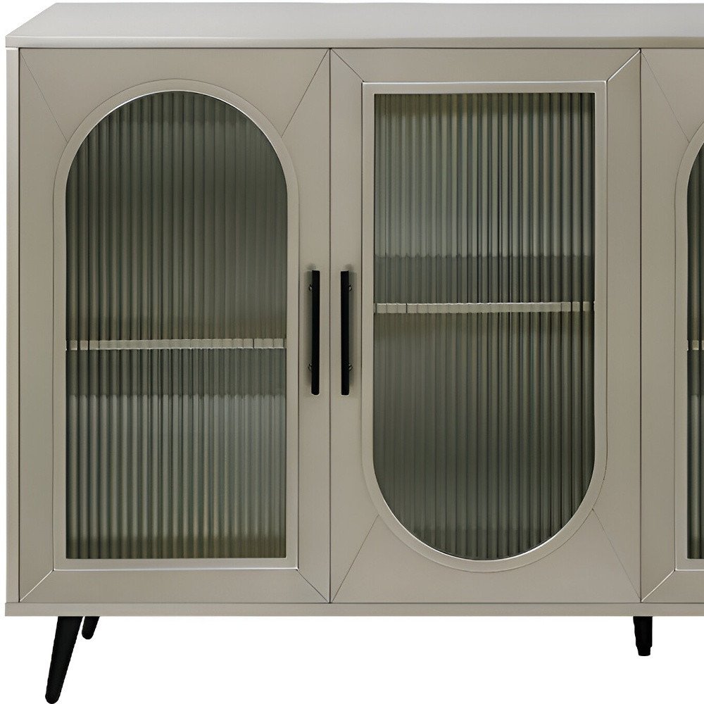 Gold Wood and Glass Sideboard with Four Doors - 60-inch