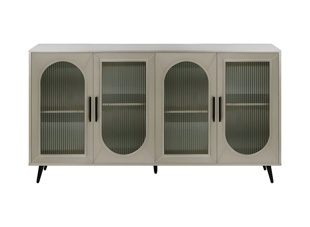 Gold Wood and Glass Sideboard with Four Doors - 60-inch