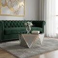 Silver Mirrored Glass and Faux Crystal Hexagon Drum Coffee Table