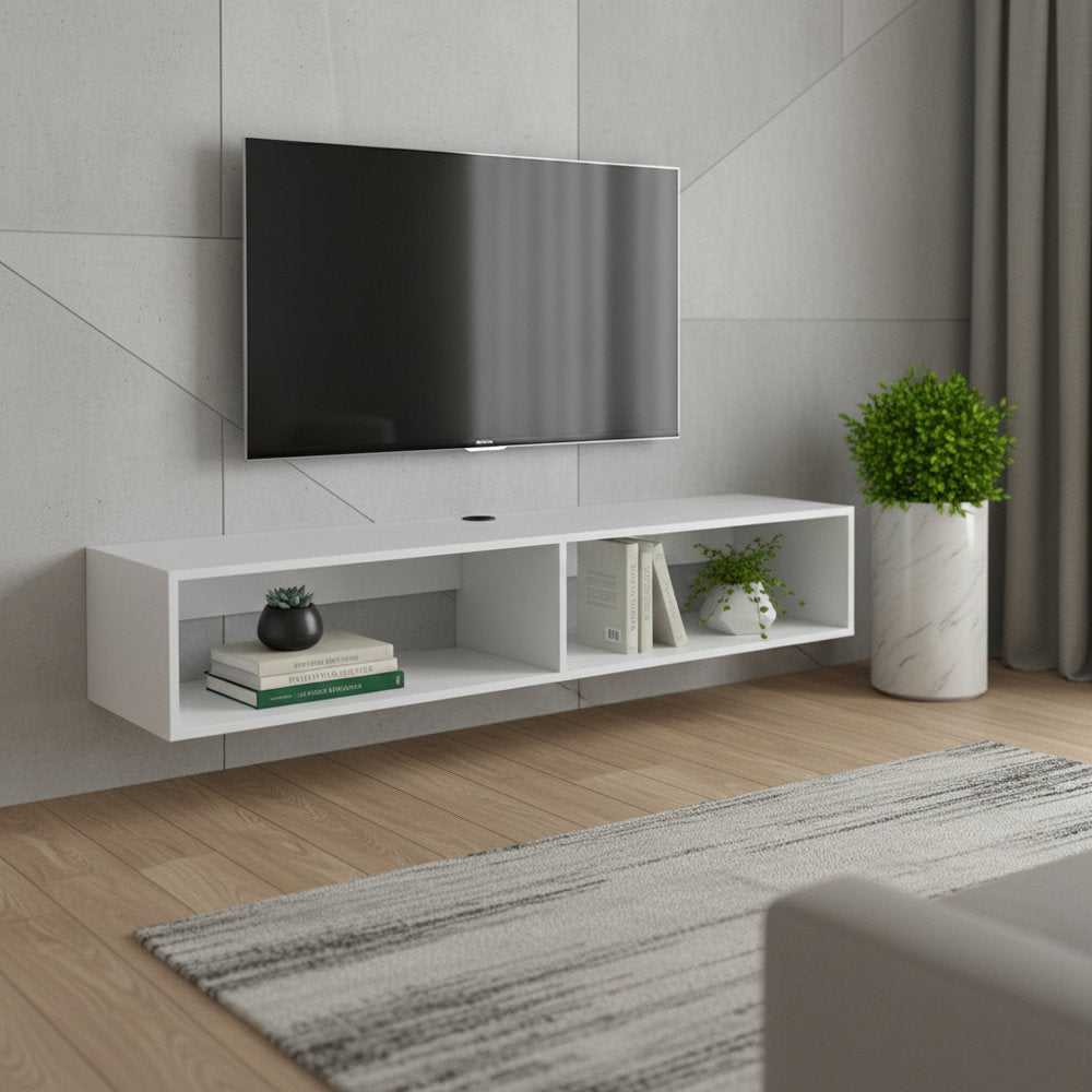 White Floating Mount TV Stand - 59-inch