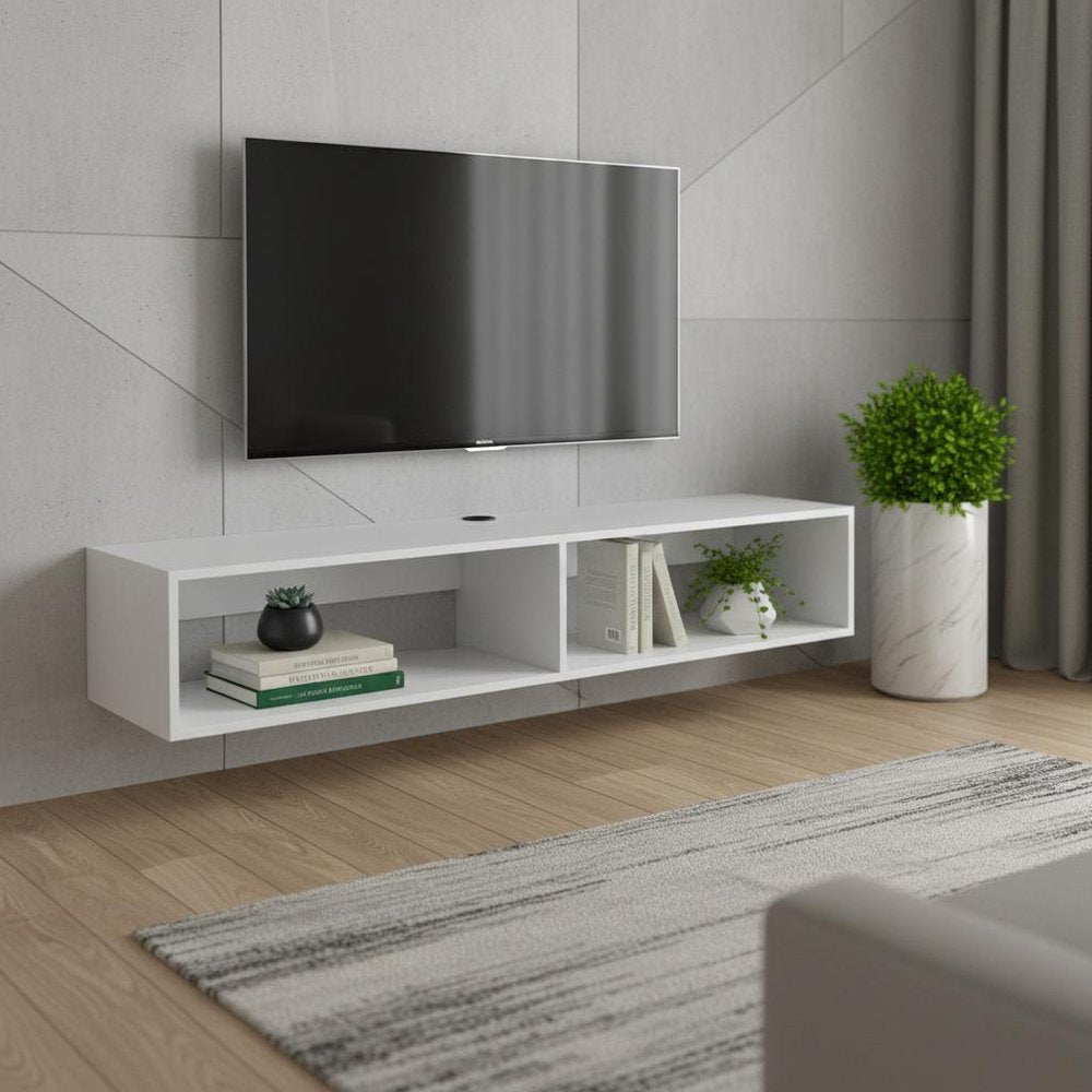 White Floating Mount TV Stand - 59-inch