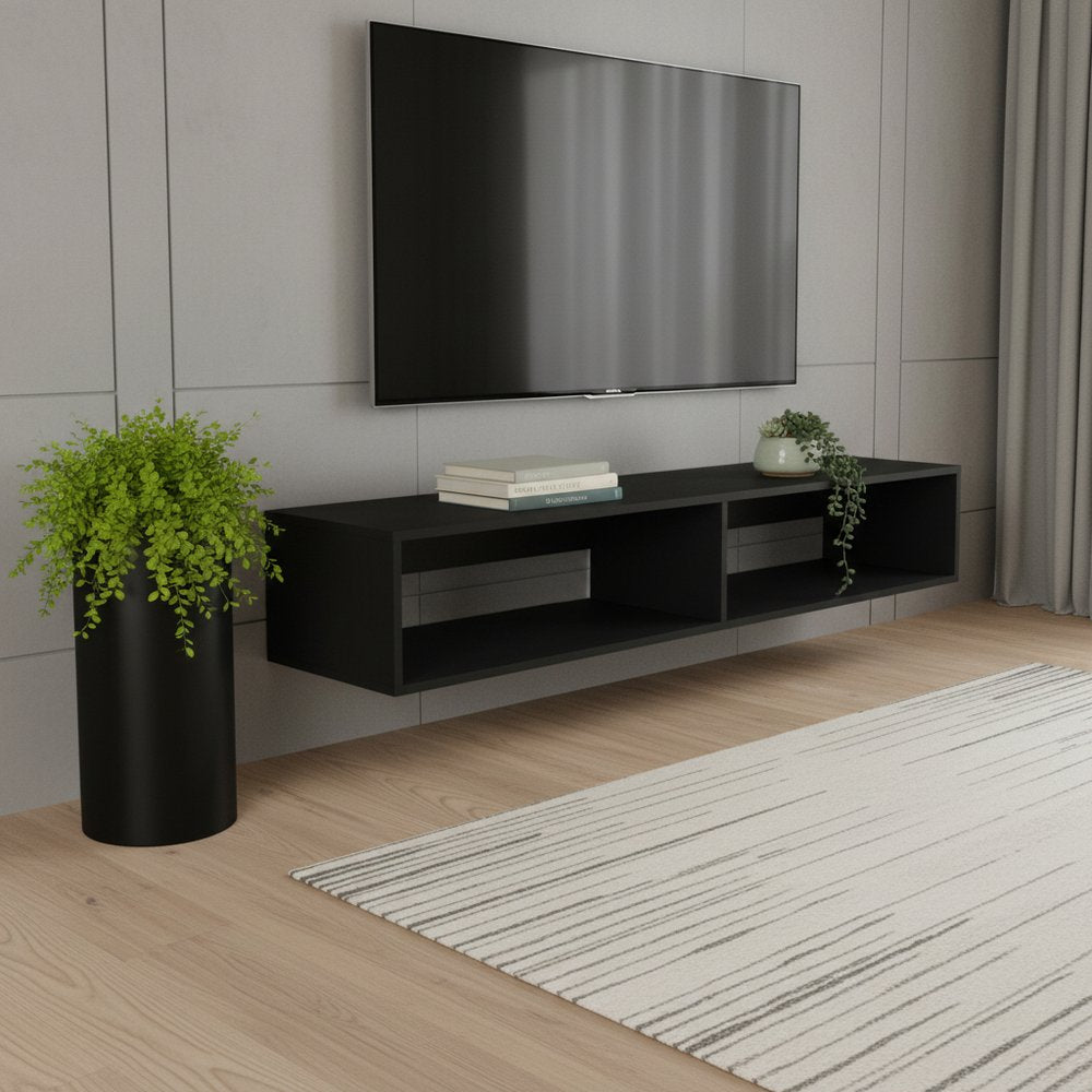 Black Floating Mount TV Stand - 59-inch