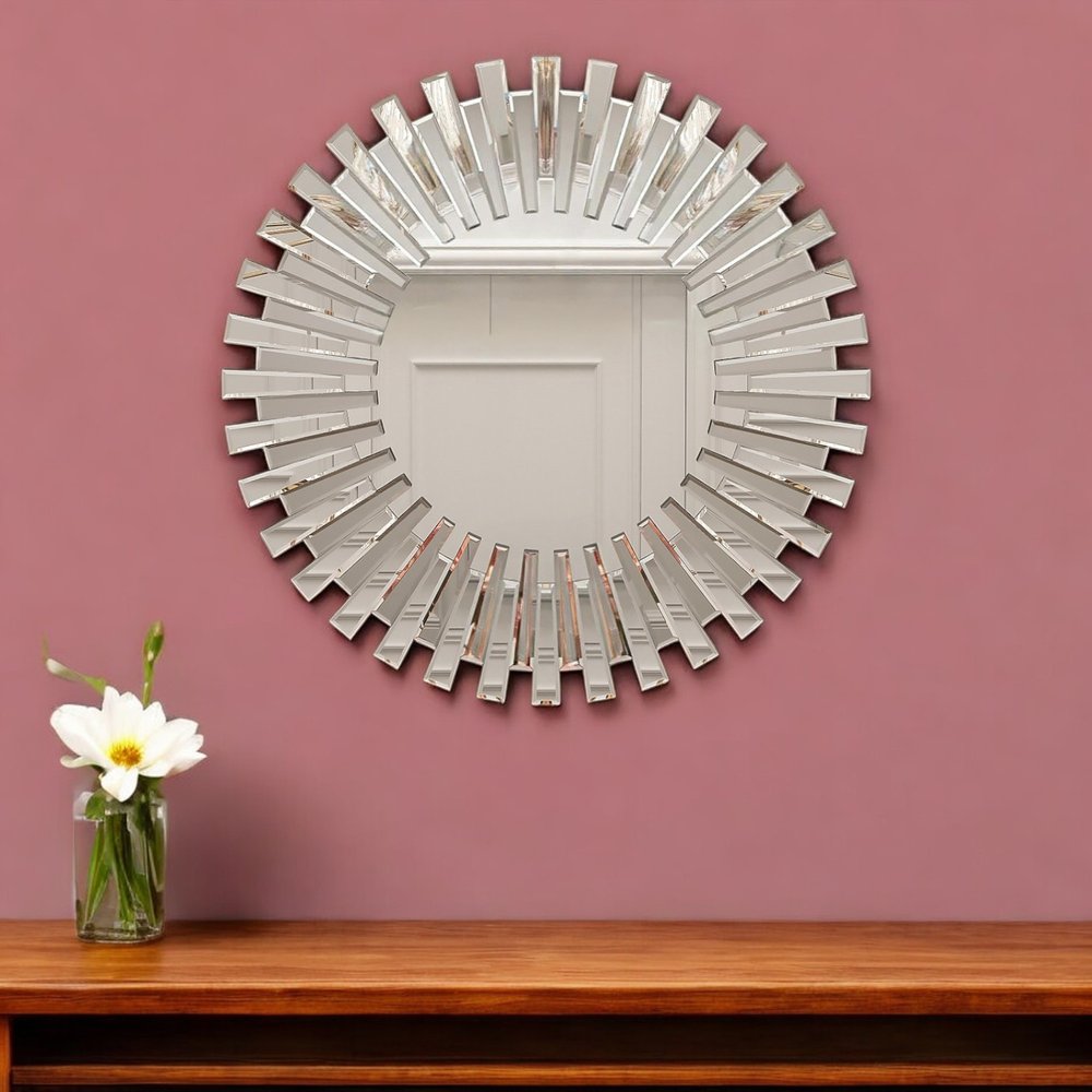 Silver Sunburst Unframed Accent Mirror - 32-inch