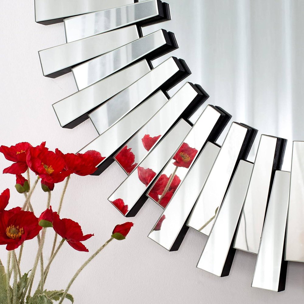 Silver Sunburst Unframed Accent Mirror - 32-inch