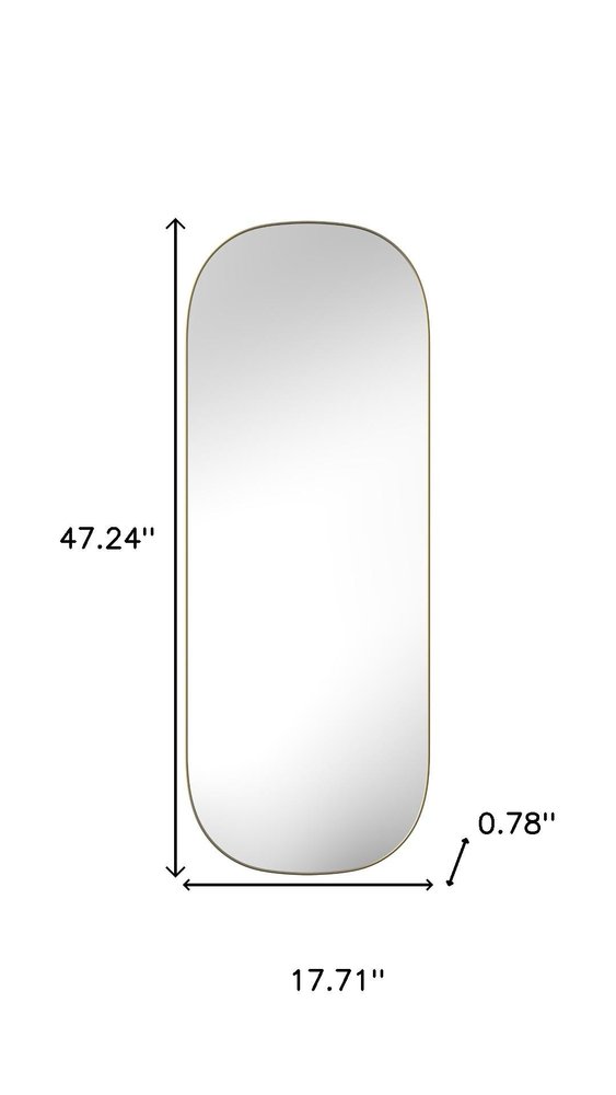 Gold Oval Framed Full Length Hanging Mirror - 47-inch