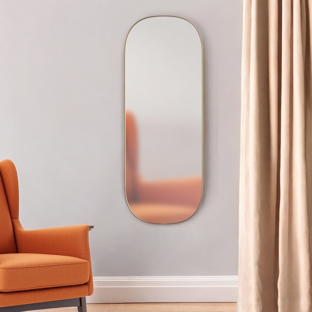 Gold Oval Framed Full Length Hanging Mirror - 47-inch