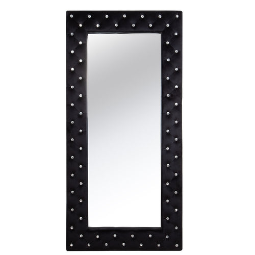 Black Wood and Faux Crystal Framed Freestanding and Wall Mount Standing Mirror