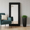 Black Wood and Faux Crystal Framed Freestanding and Wall Mount Standing Mirror
