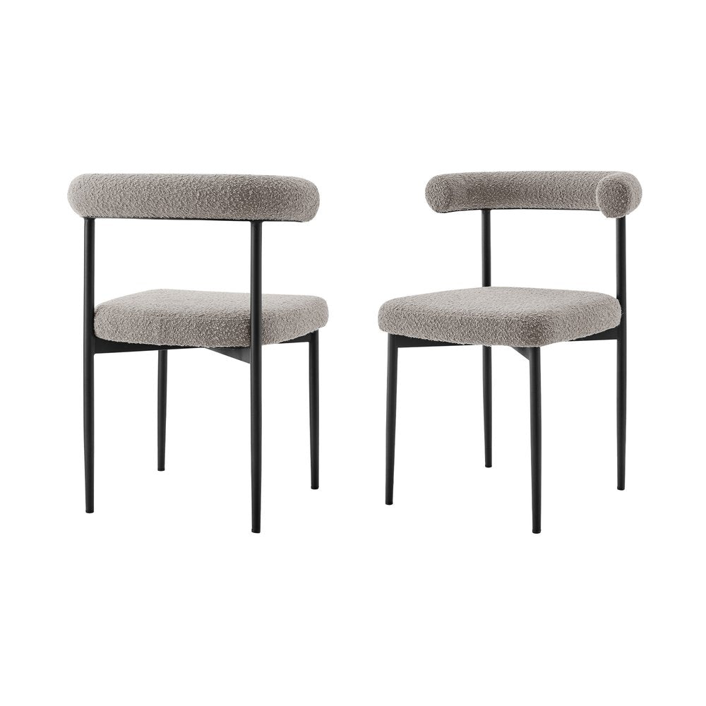 Set of Two Gray and Black Upholstered Polyester Open Back Dining Side Chairs
