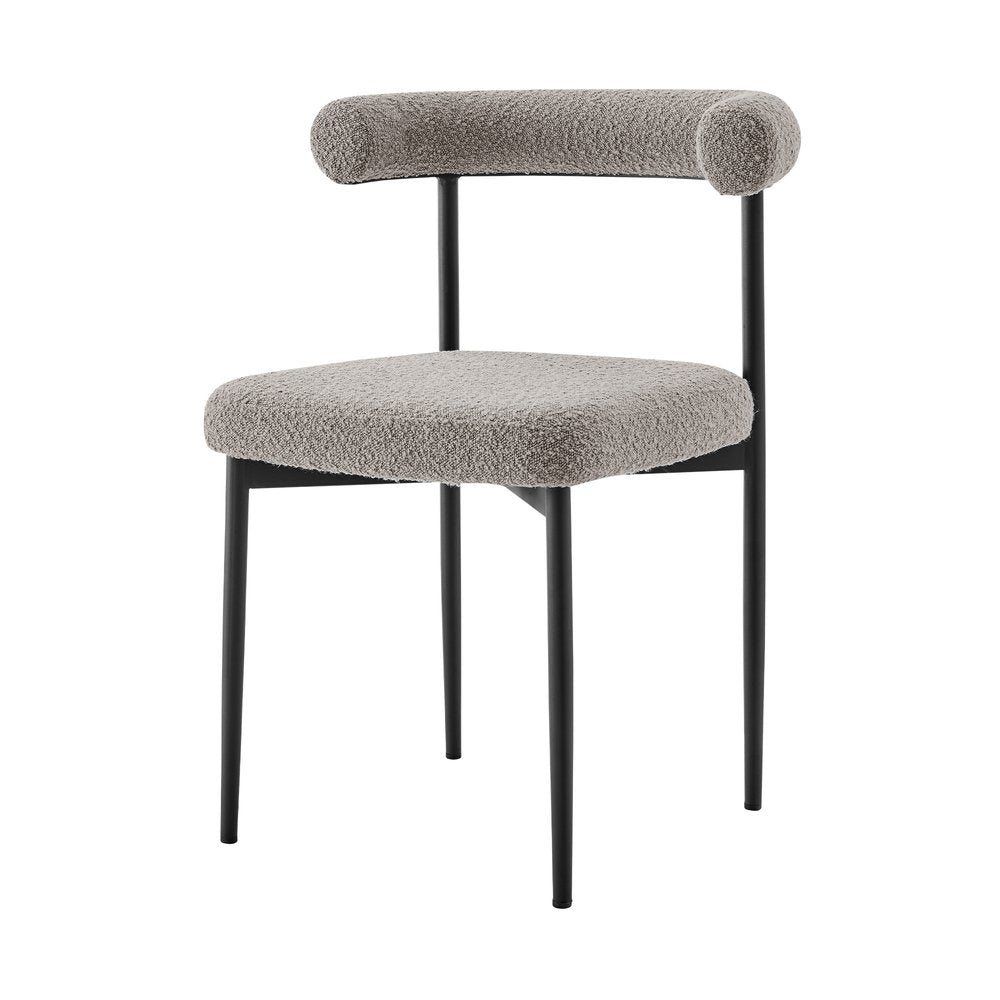 Set of Two Gray and Black Upholstered Polyester Open Back Dining Side Chairs