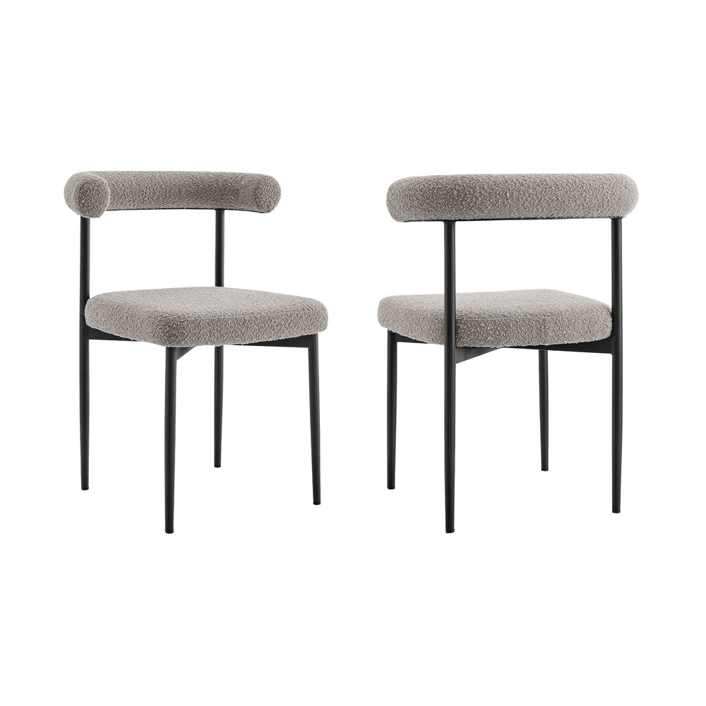 Set of Two Gray and Black Upholstered Polyester Open Back Dining Side Chairs