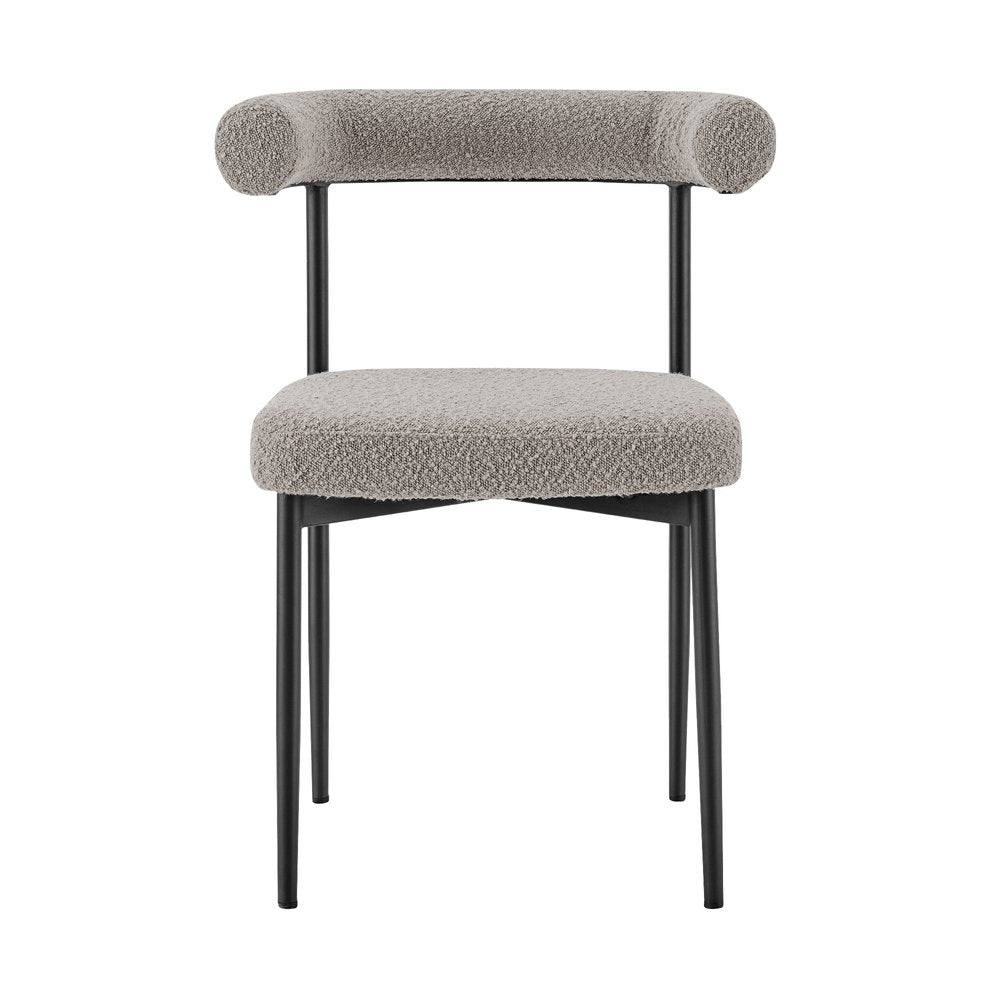 Set of Two Gray and Black Upholstered Polyester Open Back Dining Side Chairs