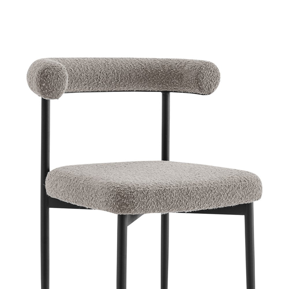 Set of Two Gray and Black Upholstered Polyester Open Back Dining Side Chairs