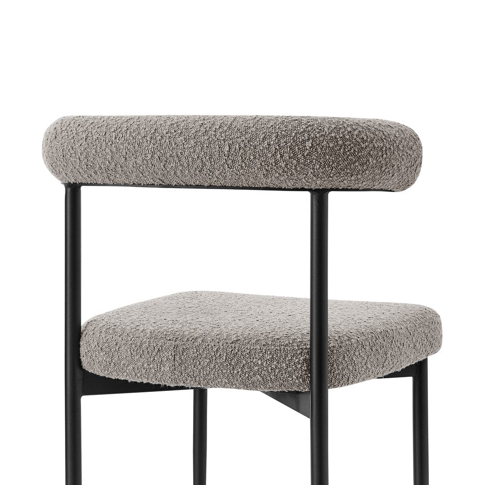 Set of Two Gray and Black Upholstered Polyester Open Back Dining Side Chairs