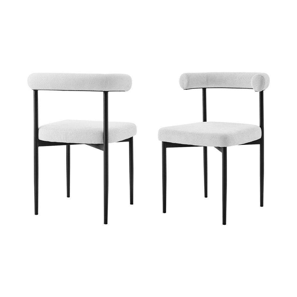 Set of Two Gray and Black Upholstered Polyester Open Back Dining Side Chairs