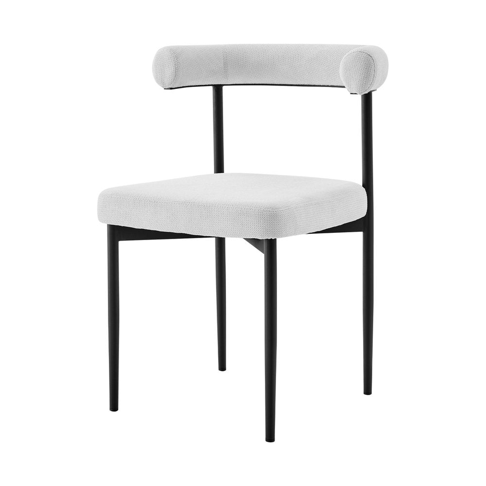 Set of Two Gray and Black Upholstered Polyester Open Back Dining Side Chairs