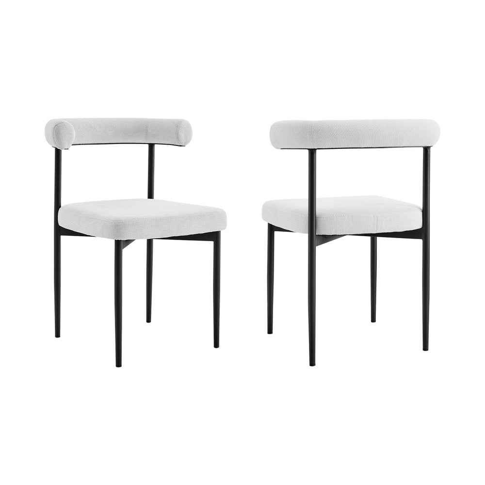 Set of Two Gray and Black Upholstered Polyester Open Back Dining Side Chairs