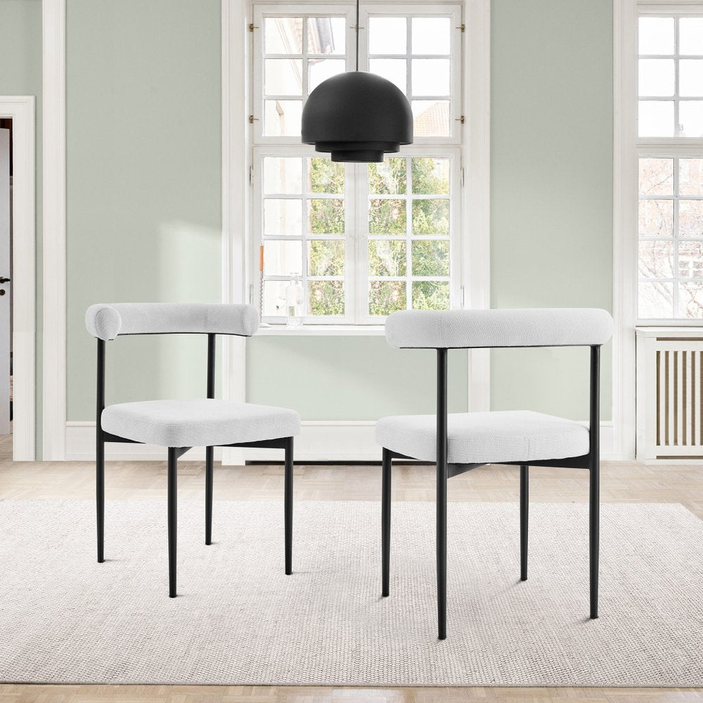 Set of Two Gray and Black Upholstered Polyester Open Back Dining Side Chairs