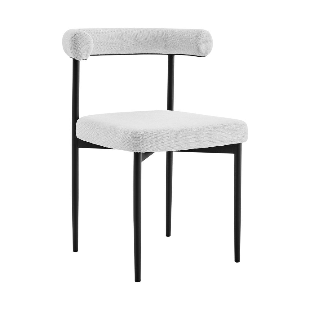 Set of Two Gray and Black Upholstered Polyester Open Back Dining Side Chairs