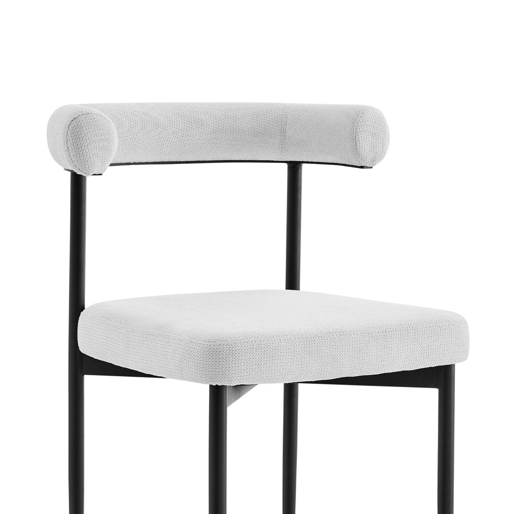 Set of Two Gray and Black Upholstered Polyester Open Back Dining Side Chairs