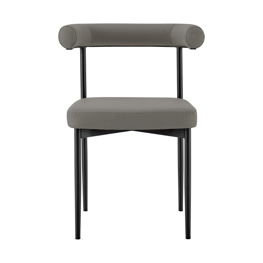Set of Two Gray and Black Upholstered Faux Leather Open Back Dining Side Chairs