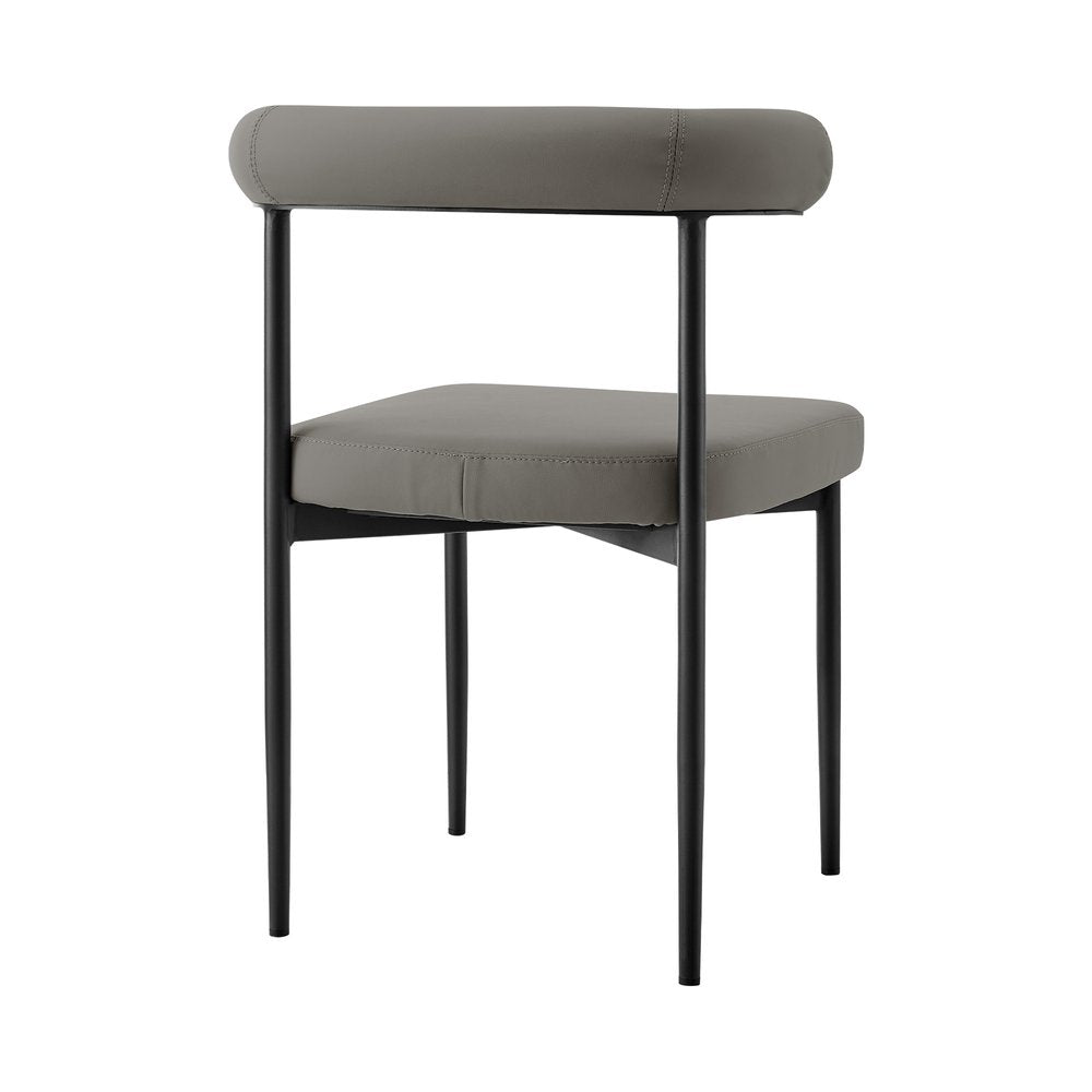 Set of Two Gray and Black Upholstered Faux Leather Open Back Dining Side Chairs